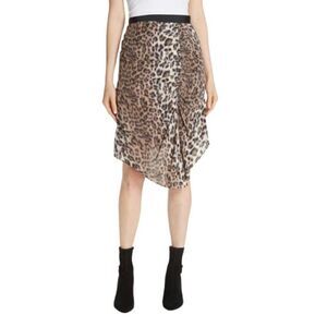 Joie Brown Ornica Leopard Print Asymmetrical Skirt Size 6/8